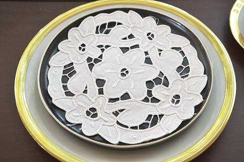 Empress All Embroidered Doily. 8" Round. - Click Image to Close